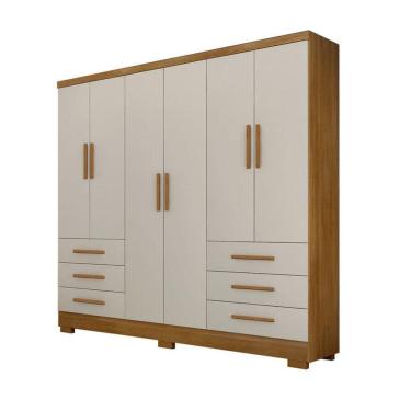 Imagem de Guarda Roupa Solteiro Com Pés 6 Portas 6 Gavetas - Berlim-cumaru/fendi - Móveis Horizonte