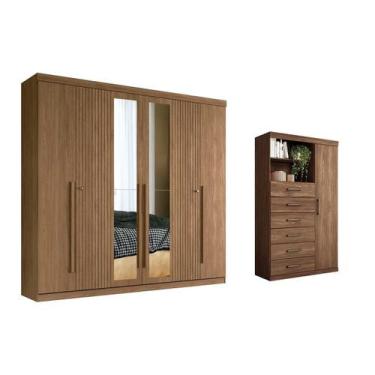 Imagem de Guarda Roupa 2 Peças (1GuardaRoupa+1Cômoda) QC361 Jatobá - Santos Andi