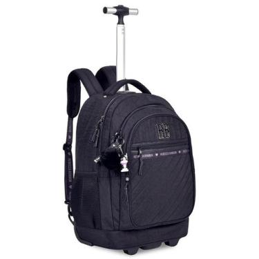 Imagem de Mochila carrinho 2 em 1 19 em crinkle matelassê Rebecca Bonbon - preta