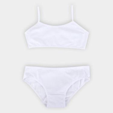 Imagem de Conjunto Infantil Brandili Top + Calcinha Estampado Menina, Branco, 4/