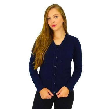 Imagem de Cardigan Feminino JM Malhas Tricot Básico com Botões Elegante e Macio,