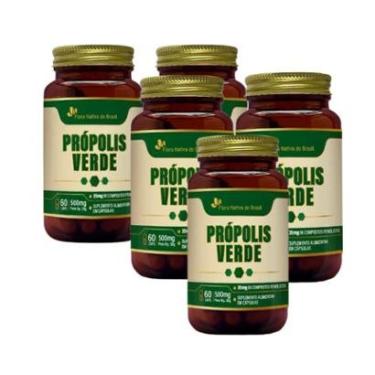 Imagem de Kit 5 Própolis Verde Extrato Seco 500mg 5x60 cps Flora Nativa-Unissex