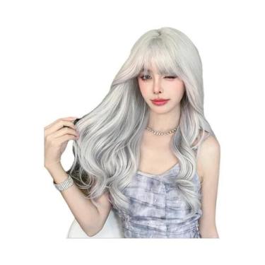 Imagem de Peruca Feminina Longa Ondulada Marrom Com Franja Volumosa, Resistente 