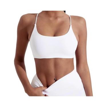 Imagem de Sutiã Esportivo Feminino De Cor Sólida Com Alças Cruzadas Para Yoga, F