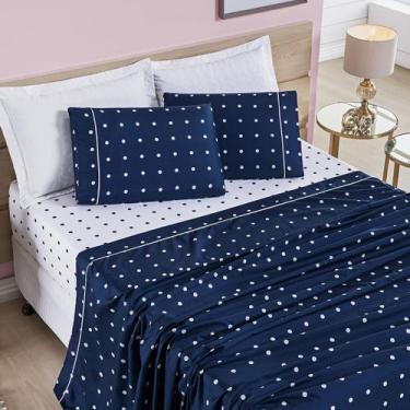 Imagem de Jogo de Cama Lençol King Petit Poá 4 Peças 200 Fios Bolinhas Fronha - 