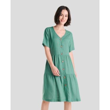 Imagem de Vestido Liso Aberto Botão - Lohe, Verde, M