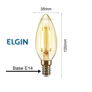 Imagem de Lâmpada Vela Filamento LED C35 2W 2200K Âmbar Elgin, 110V