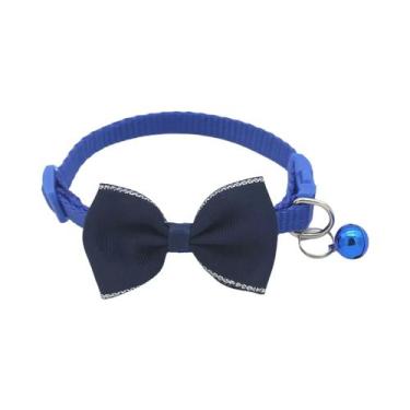 Imagem de Coleira Ajustável De Cor Sólida Para Gatos Com Laço E Sino, Fivela De 