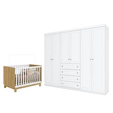 Imagem de Berço Americano Mini Cama Q Encanto Slim Freijó Branco Acetinado - Qmo