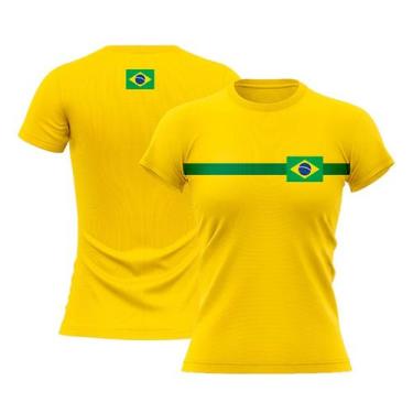 Imagem de Camiseta Feminina Brasil Especial da Copa Camisa Manga Curta Amarela F