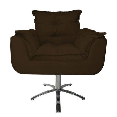 Imagem de Jogo 2 Poltronas Estofada Consultório Base Giratória de Metal Opala Suede Marrom - LM DECOR
