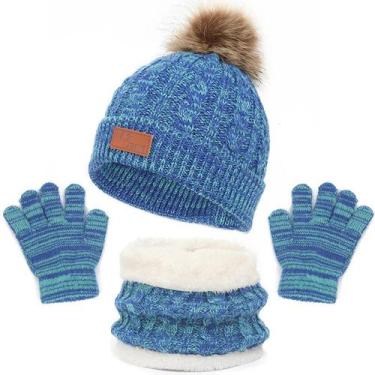 Imagem de Kit inverno infantil gorro cachecol luva bebê touca de lã - Modas Fagu