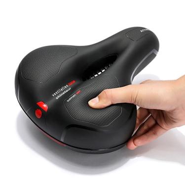 Imagem de Assento de Bicicleta Selim Super Confortável Largo com Acolchoamento Extra e Sinalizador Refletivo Preto OEM
