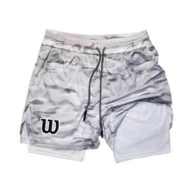 Imagem de Shorts De Corrida Masculinos Em Malha Respirável 2 Em 1 Com Dupla Cama
