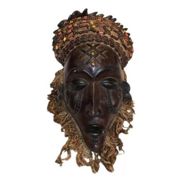 Imagem de Máscara Africana Em Madeira Decorativa Angola Etnia Chokwe - Anos Dour