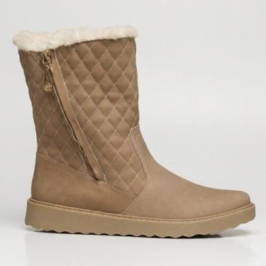 Imagem de Bota Pegada Cano Médio Ugg Feminina Couro Bege, Castor, 35