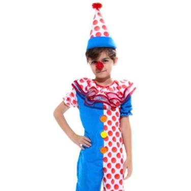 Imagem de Fantasia Palhaço Infantil Palhacinho Luxo com Chapéu e Nariz - Sulamer