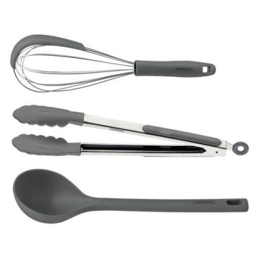 Imagem de Kit Fouet Pegador Concha Tramontina Moldê Inox Cabo Silicone - Tramont
