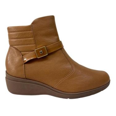 Imagem de Bota Piccadilly 117135 Cano Curto Salto Médio Anabela Leve -, Mascavo,