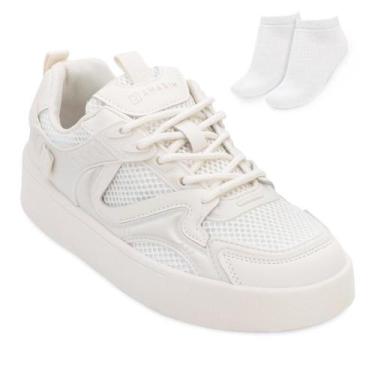 Imagem de Tênis Casual Ramarim e Meia RM24-24832, 36, Creme