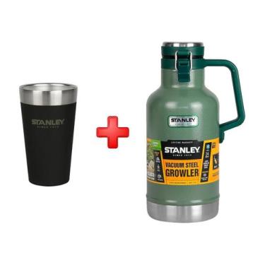 Imagem de Copo Stanley Inox de Cerveja Preto Fosco 473ml + Garrafa Classic Vacum