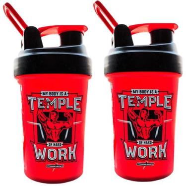 Imagem de Kit 2X Coqueteleira My Body Is a Temple - 450ml Vermelha - IntegralMéd