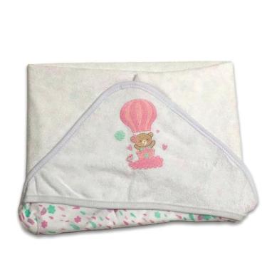 Imagem de Toalha Banho Com Capuz Bebê Plush Branca Forro Fralda - Inconfral - In