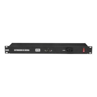 Imagem de Regua De Energia Rt8 Filtro 8 Tomadas Padrão Rack19 Bivolt Cor Preto -