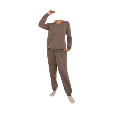 Imagem de Pijama Feminino Moleton De Inverno Lupo 24505-001, 7590, Mescla cravo,