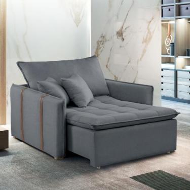 Imagem de Poltrona Cama em Veludo Cinza Detroid 110cm Yescasa