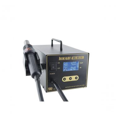 Imagem de Estação de Retrabalho Digital para SMD HK-852X com Display Duplo LCD, Auto Sleep e Resfriamento Automático Preto Hikari