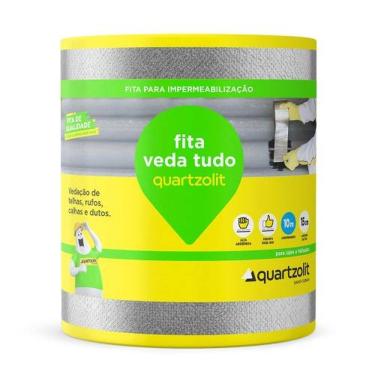 Imagem de Fita Asfáltica Aluminizada 15cm X 10 Metros para Vedação em Telhados e Calhas Prata Quartzolit