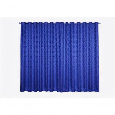 Imagem de Cortina Jacquard Semi Blackout 5,00x2,70m para Varão Simples Azul Luda