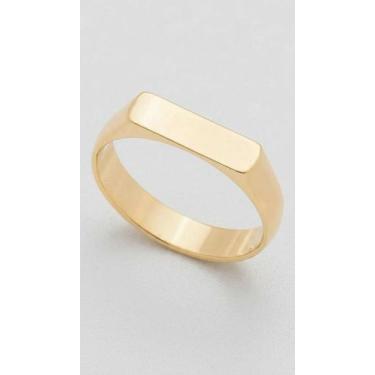 Imagem de Anel Retangular Liso Banhado Ouro 18k 10 Camadas - Congratulations Sto