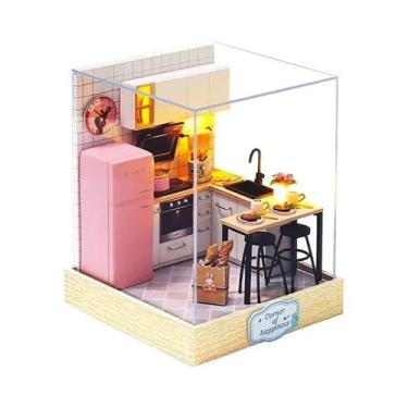 Imagem de Kit De Casa De Bonecas Em Madeira Com Luz LED DIY, Quebra-Cabeça 3D Pa