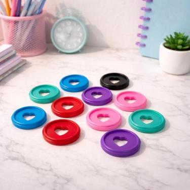 Imagem de Kit 12 Discos 20mm para Caderno Inteligente Coração Colorido - Novo Sé