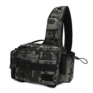 Imagem de bolsa de equipamento de pesca,Saco de equipamento de pesca multifuncional ao ar livre resistente à água bolsa tipo estilingue bolsa de cintura para carretel de isca bolsa organizad