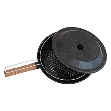 Imagem de Nacional, 752603, Fritadeira Panela Esmaltada com Tampa e Cesto 2.7 Litros Frituras, cor Preto, Madeira