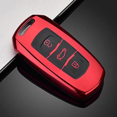 Imagem de YJADHU TPU Car Key Case Car Smart Key Case Cover Keychain, apto para Geely Atlas Boyue NL3 EX7 Emgrand X7 EmgrarandX7 SUV GT GC9 Borui, A, vermelho