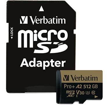 Imagem de Verbatim Cartão de memória 512GB Pro Plus 666X microSDXC com adaptador, UHS-I V30 U3 Classe 10 com classificação A2 (70393)