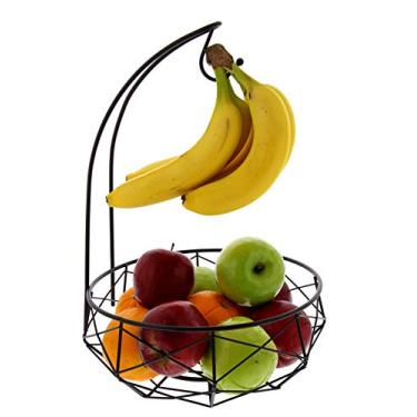 Imagem de Cesta de frutas de aço inoxidável Cuisinart com gancho de banana – Cesta de armazenamento de frutas perfeita com suporte de banana para exibir e organizar produtos frescos em bancadas de cozinha ou mesas de jantar, Matte Black