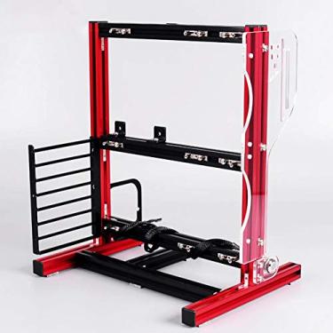 Imagem de ATX/M-ATX/ITX Chassi Aberto Vertical Overclocking Moldura de Alumínio Aberto Suporte de Chassi Placa Gráfica, Perfil de Alumínio 20x20 ATX/M-ATX DIY Suporte Chassi Aberto (vermelho)