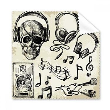 Imagem de Fone de ouvido crânio com estampa de instrumento musical, pano de limpeza para tela de celular, 5 peças