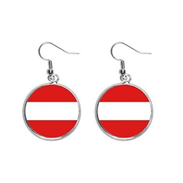 Imagem de Brinco de prata com a bandeira nacional da Áustria da Europa com pingente de orelha