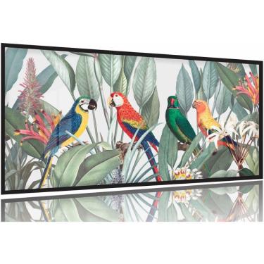 Imagem de Quadro Decorativo Passaros Pintura Sala Quarto 130x60 Moldura Preta 2x2