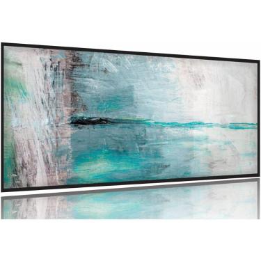 Imagem de Quadro Decorativo Abstrato Verde Cinza 130x60 Moldura Preta 2x2