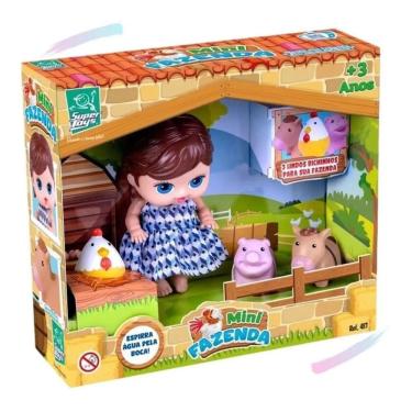 Imagem de Boneca Baby Vinil Fazendinha 3 Bichinhos  487 Super Toys