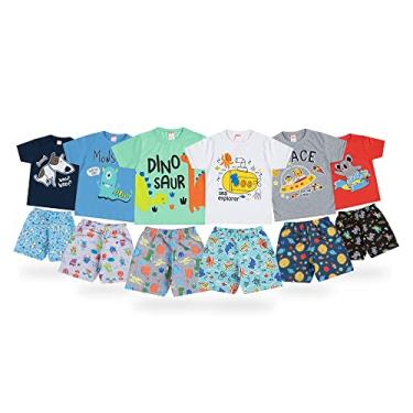 Imagem de Kit 6 Conjunto Masculino Menino Roupa Infantil Verão Shorts Camiseta Estampas Variadas Tamanho:4