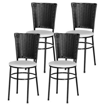 Imagem de Jogo 4 Cadeiras Para Cozinha Preta Hawai Preta - Lamar Design