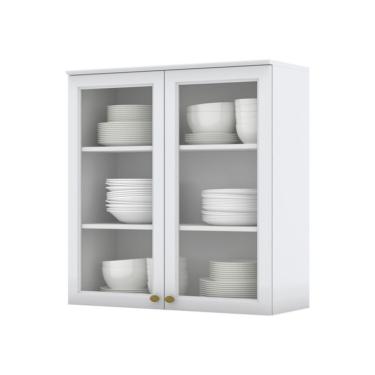 Imagem de Armário Aéreo Nova York com Vidro 2 Portas Branco